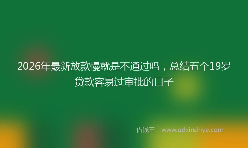 2026年最新放款慢就是不通过吗，总结五个19岁贷款容易过审批的口子