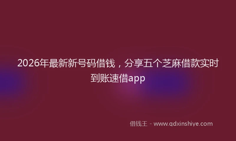 2026年最新新号码借钱，分享五个芝麻借款实时到账速借app