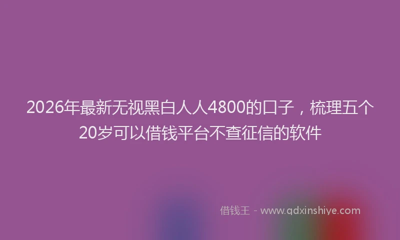 2026年最新无视黑白人人4800的口子，梳理五个20岁可以借钱平台不查征信的软件