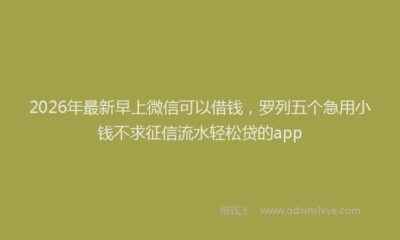2026年最新早上微信可以借钱，罗列五个急用小钱不求征信流水轻松贷的app
