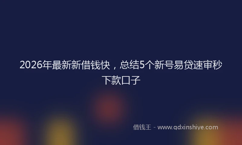 2026年最新新借钱快，总结5个新号易贷速审秒下款口子