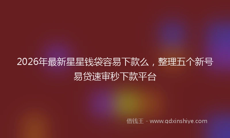 2026年最新星星钱袋容易下款么，整理五个新号易贷速审秒下款平台