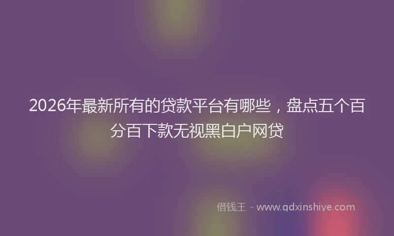 2026年最新所有的贷款平台有哪些，盘点五个百分百下款无视黑白户网贷