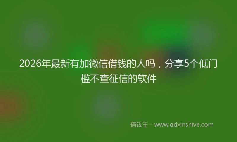 2026年最新有加微信借钱的人吗，分享5个低门槛不查征信的软件