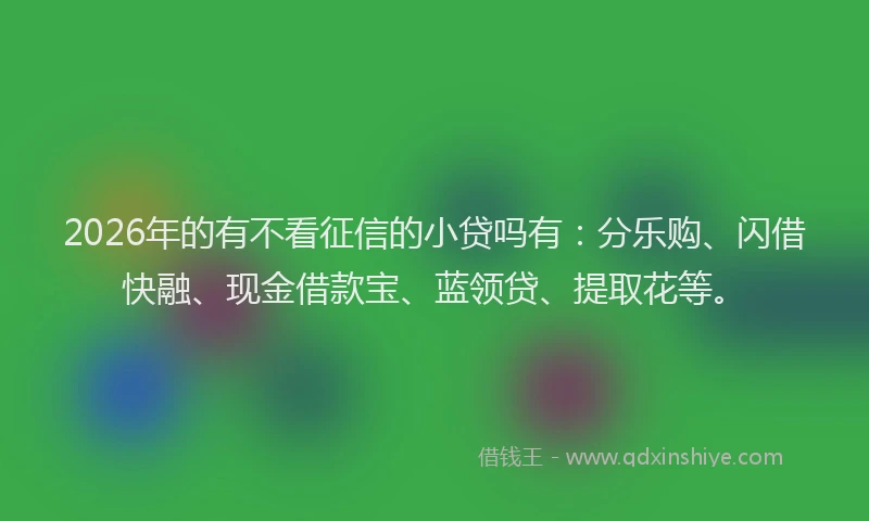 2026年的有不看征信的小贷吗有：分乐购、闪借快融、现金借款宝、蓝领贷、提取花等。