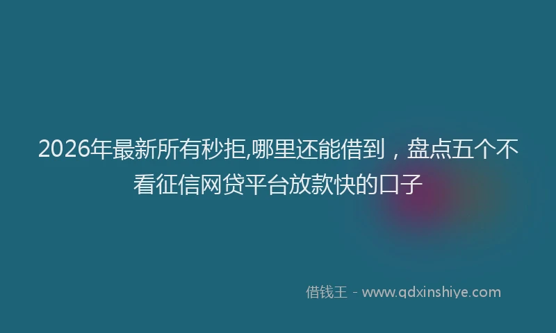 2026年最新所有秒拒,哪里还能借到，盘点五个不看征信网贷平台放款快的口子