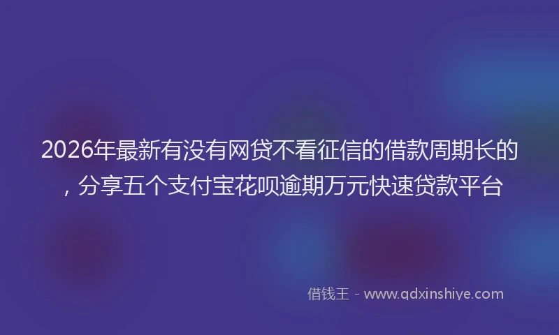 2026年最新有没有网贷不看征信的借款周期长的，分享五个支付宝花呗逾期万元快速贷款平台