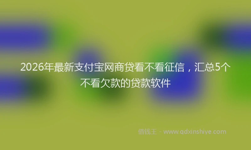 2026年最新支付宝网商贷看不看征信，汇总5个不看欠款的贷款软件