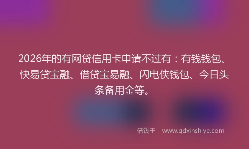 2026年的有网贷信用卡申请不过有：有钱钱包、快易贷宝融、借贷宝易融、闪电侠钱包、今日头条备用金等。