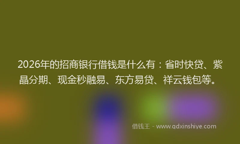 2026年的招商银行借钱是什么有：省时快贷、紫晶分期、现金秒融易、东方易贷、祥云钱包等。