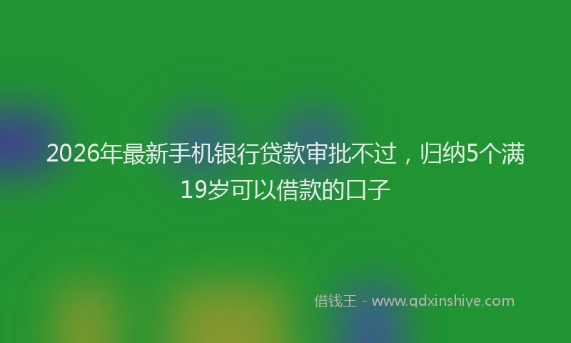 2026年最新手机银行贷款审批不过，归纳5个满19岁可以借款的口子