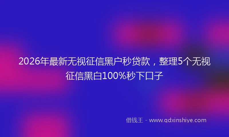 2026年最新无视征信黑户秒贷款，整理5个无视征信黑白100%秒下口子