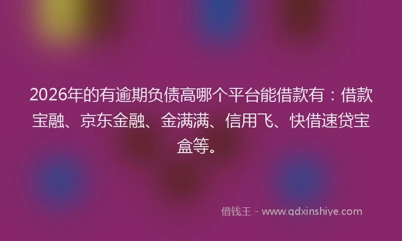2026年的有逾期负债高哪个平台能借款有：借款宝融、京东金融、金满满、信用飞、快借速贷宝盒等。