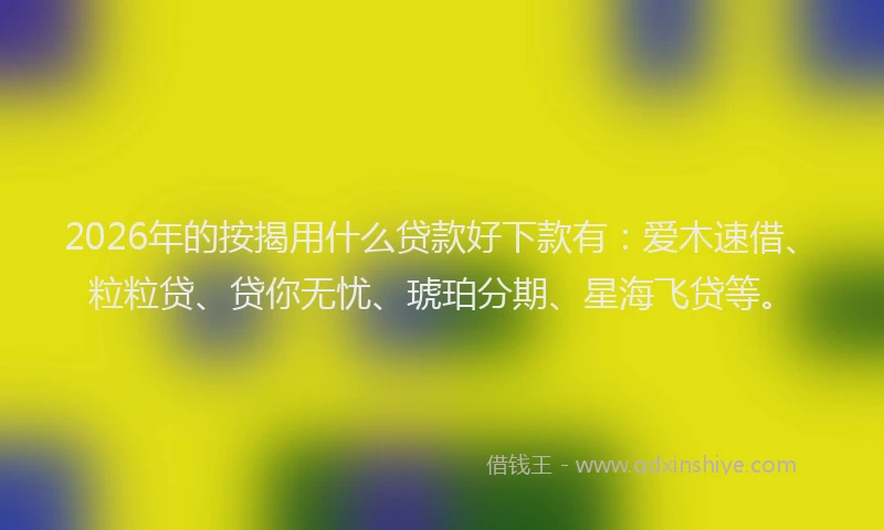 2026年的按揭用什么贷款好下款有：爱木速借、粒粒贷、贷你无忧、琥珀分期、星海飞贷等。