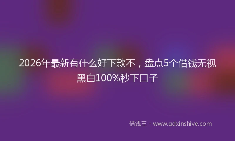 2026年最新有什么好下款不，盘点5个借钱无视黑白100%秒下口子