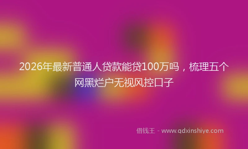 2026年最新普通人贷款能贷100万吗，梳理五个网黑烂户无视风控口子