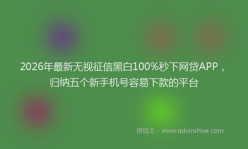 2026年最新无视征信黑白100%秒下网贷APP，归纳五个新手机号容易下款的平台