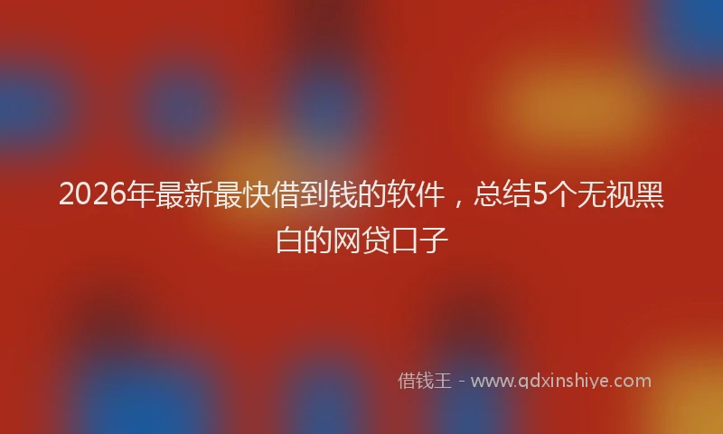 2026年最新最快借到钱的软件，总结5个无视黑白的网贷口子