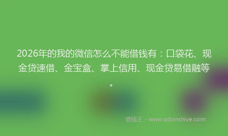 2026年的我的微信怎么不能借钱有：口袋花、现金贷速借、金宝盒、掌上信用、现金贷易借融等。