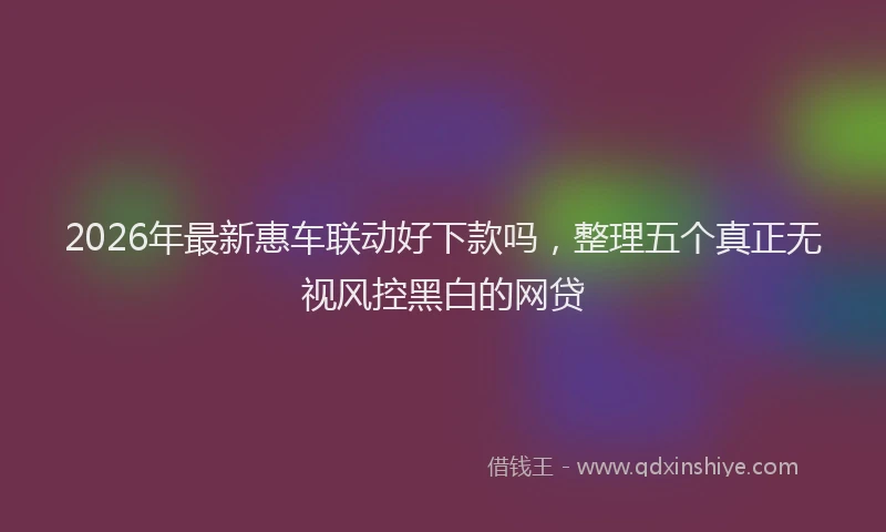 2026年最新惠车联动好下款吗，整理五个真正无视风控黑白的网贷