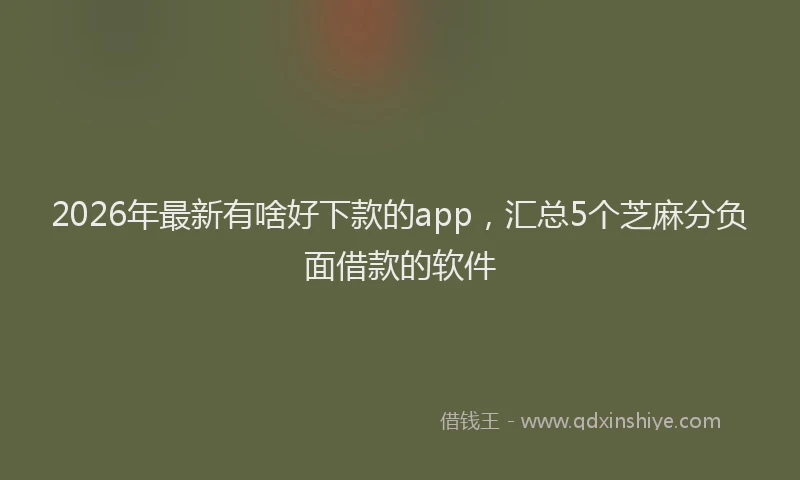 2026年最新有啥好下款的app，汇总5个芝麻分负面借款的软件