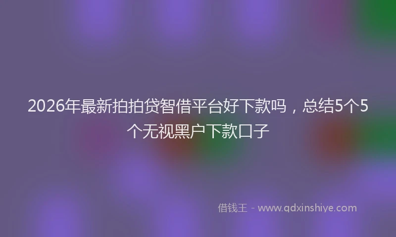 2026年最新拍拍贷智借平台好下款吗，总结5个5个无视黑户下款口子