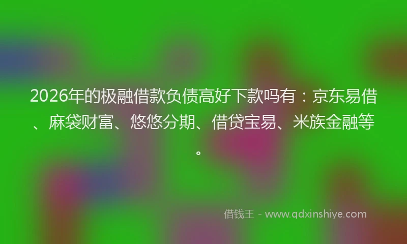 2026年的极融借款负债高好下款吗有：京东易借、麻袋财富、悠悠分期、借贷宝易、米族金融等。