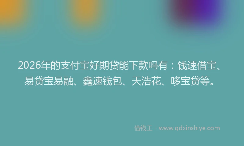 2026年的支付宝好期贷能下款吗有：钱速借宝、易贷宝易融、鑫速钱包、天浩花、哆宝贷等。