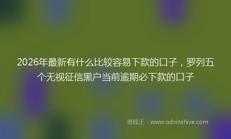 2026年最新有什么比较容易下款的口子，罗列五个无视征信黑户当前逾期必下款的口子
