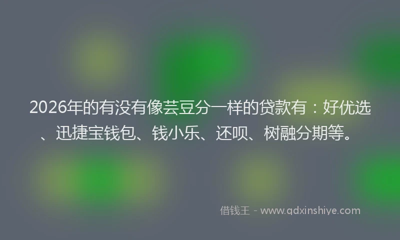 2026年的有没有像芸豆分一样的贷款有：好优选、迅捷宝钱包、钱小乐、还呗、树融分期等。