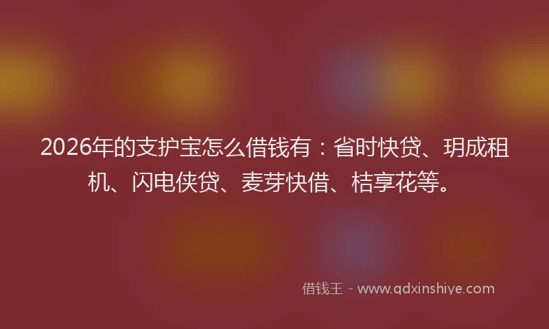 2026年的支护宝怎么借钱有：省时快贷、玥成租机、闪电侠贷、麦芽快借、桔享花等。