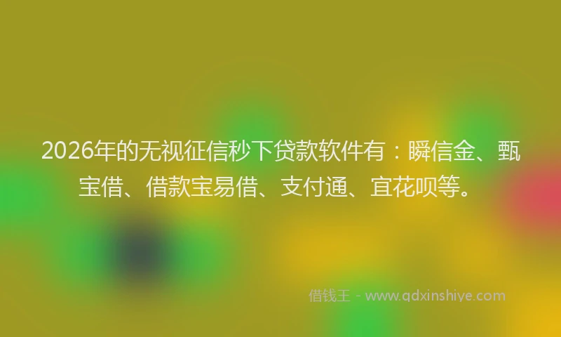 2026年的无视征信秒下贷款软件有：瞬信金、甄宝借、借款宝易借、支付通、宜花呗等。