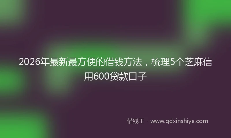 2026年最新最方便的借钱方法，梳理5个芝麻信用600贷款口子