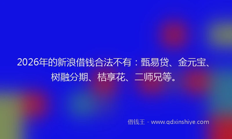 2026年的新浪借钱合法不有：甄易贷、金元宝、树融分期、桔享花、二师兄等。