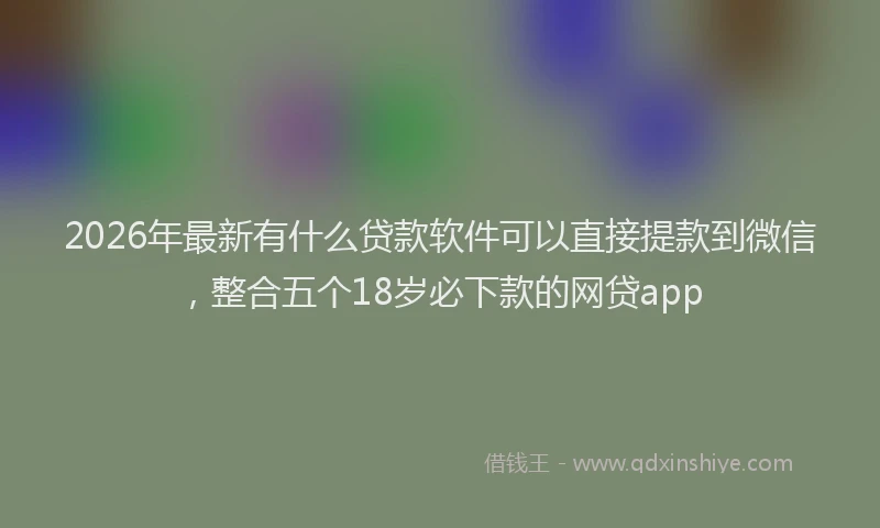 2026年最新有什么贷款软件可以直接提款到微信，整合五个18岁必下款的网贷app