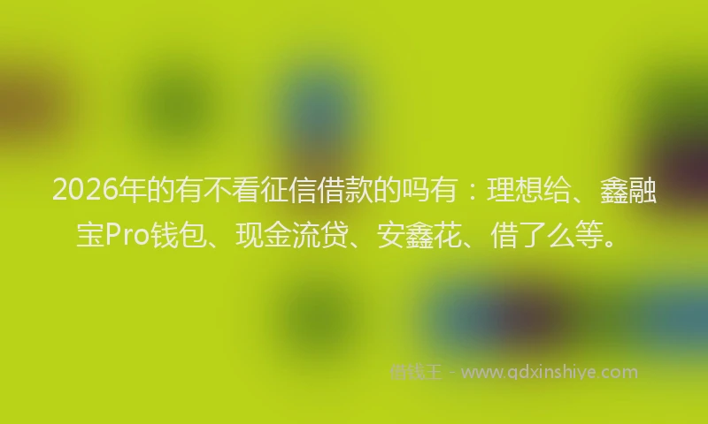 2026年的有不看征信借款的吗有：理想给、鑫融宝Pro钱包、现金流贷、安鑫花、借了么等。