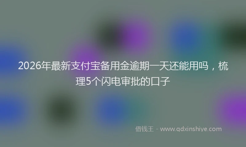 2026年最新支付宝备用金逾期一天还能用吗，梳理5个闪电审批的口子