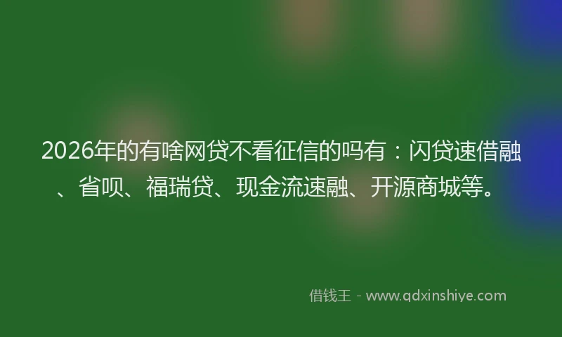 2026年的有啥网贷不看征信的吗有：闪贷速借融、省呗、福瑞贷、现金流速融、开源商城等。