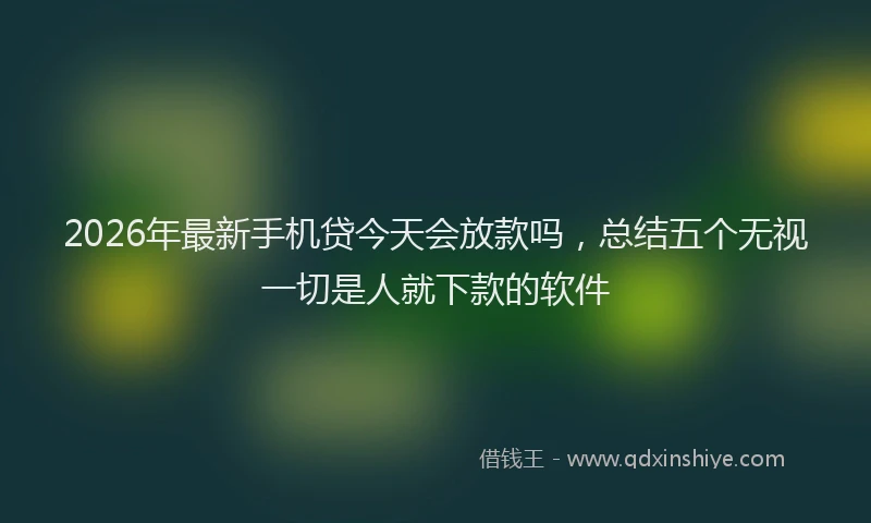 2026年最新手机贷今天会放款吗，总结五个无视一切是人就下款的软件
