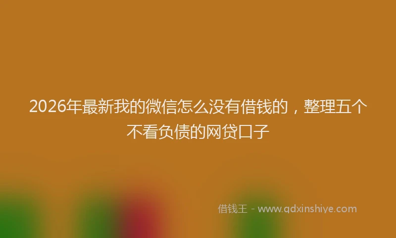 2026年最新我的微信怎么没有借钱的，整理五个不看负债的网贷口子