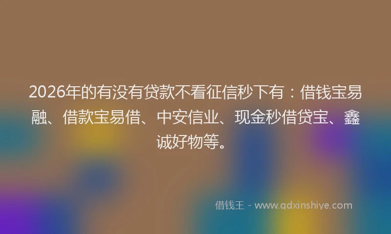 2026年的有没有贷款不看征信秒下有：借钱宝易融、借款宝易借、中安信业、现金秒借贷宝、鑫诚好物等。