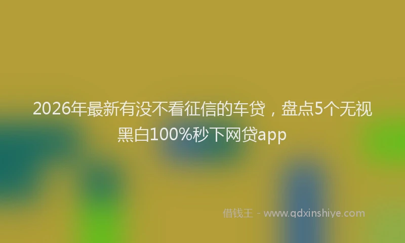 2026年最新有没不看征信的车贷，盘点5个无视黑白100%秒下网贷app