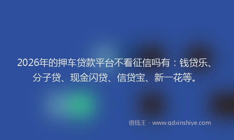2026年的押车贷款平台不看征信吗有：钱贷乐、分子贷、现金闪贷、信贷宝、新一花等。