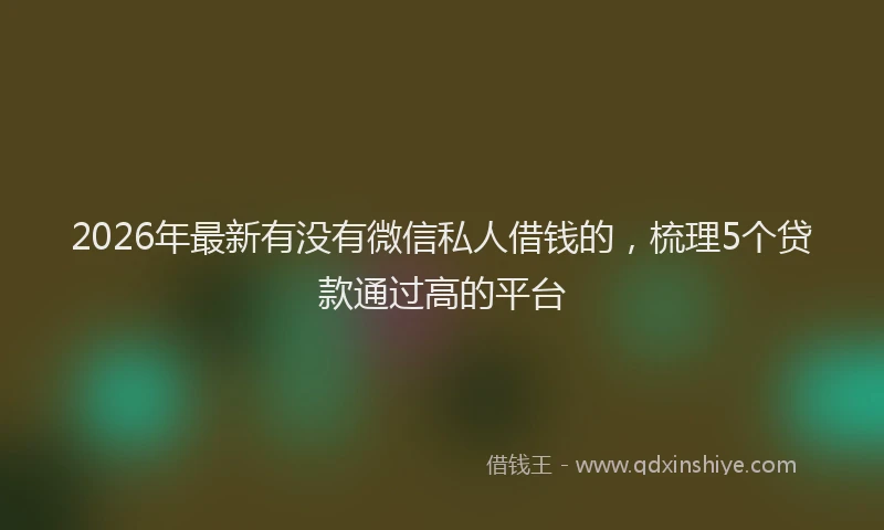 2026年最新有没有微信私人借钱的，梳理5个贷款通过高的平台