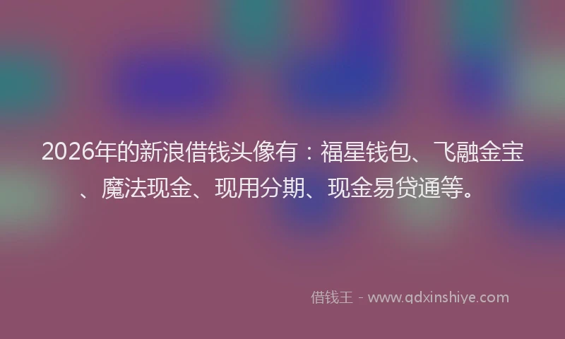 2026年的新浪借钱头像有：福星钱包、飞融金宝、魔法现金、现用分期、现金易贷通等。