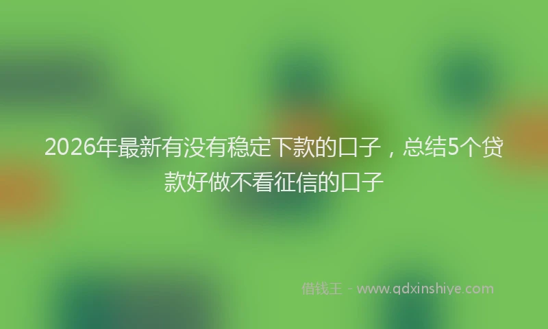 2026年最新有没有稳定下款的口子，总结5个贷款好做不看征信的口子
