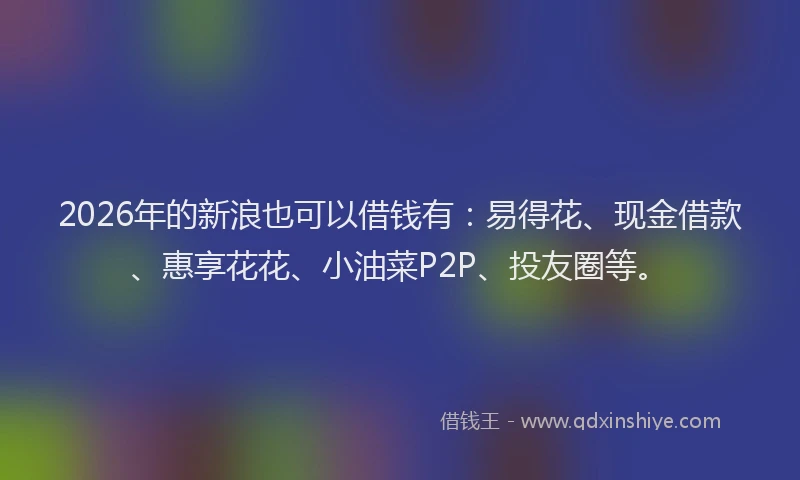 2026年的新浪也可以借钱有：易得花、现金借款、惠享花花、小油菜P2P、投友圈等。