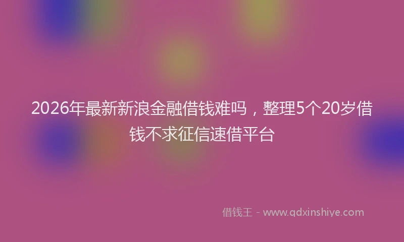 2026年最新新浪金融借钱难吗，整理5个20岁借钱不求征信速借平台