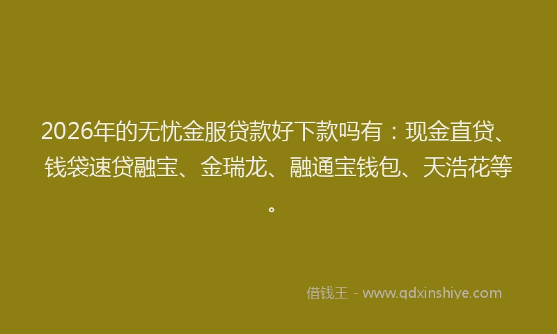 2026年的无忧金服贷款好下款吗有：现金直贷、钱袋速贷融宝、金瑞龙、融通宝钱包、天浩花等。