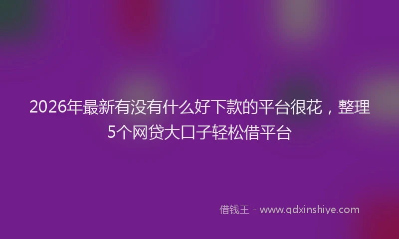 2026年最新有没有什么好下款的平台很花，整理5个网贷大口子轻松借平台